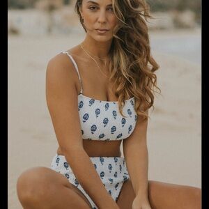 Blue and White Women's Swim Set